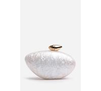 Where's That From 'benna' Marble Acrylic Clutch In White White One Size