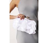Where's That From Women's 'Brume' Ruffled Satin Kiss Lock Clutch Bag in White Where's That From White One Size
