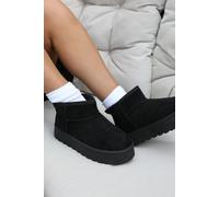 Where's That From Zyla Flatform Fur Lining Ankle Boot in Black Suede - 3 - BLACK