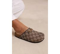 Where's That From Women's 'Dublin' Slip On Clog Shoe With Gold Detail in Brown | Size: 5 Where's That From Brown 5