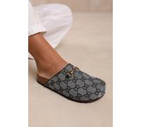 Where's That From Women's 'Dublin' Slip On Clog Shoe With Gold Detail in Grey | Size: 3 Where's That From Grey 3