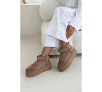 Where's That From Women's 'Eveline' Platform Fur Lining Ankle Boots in Camel | Size: 8 Where's That From Camel 8