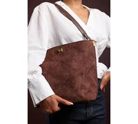 Where's That From Women's 'Fern' Suede Shoulder Bag with Turn Lock in Brown Where's That From Brown One Size