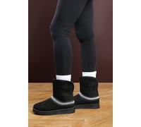 Where's That From Women's 'Flora' Suede Flat Slippers with Embroidered Trim Detail in Black | Size: 5 Where's That From Black 5