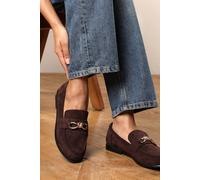 Where's That From Women's Freyja Knot Trim Hardware Detail Flat Loafers in Dark Brown | Size: 4 Where's That From Dark Brown 4