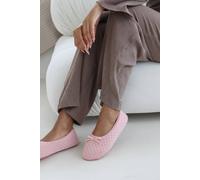 Where's That From Women's 'Inez' Ballet Quilted Slippers with Faux Fur Lining & Bow Detail in Light Pink | Size: 3 Where's That From Light Pink 3