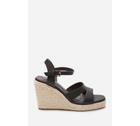 Where's That From Women's 'Jaime' Cut Out Strap Detail Wedge Shoes With Buckle Closure in Dark Brown | Size: 6 Where's That From Dark Brown 6