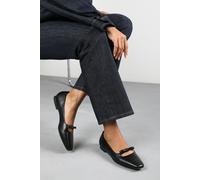 Where's That From Women's 'Jessica' Wide Fit Square Toe Ballet Flats With Knot Bow in Jet Black | Size: 4E Where's That From Jet Black 4E