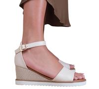 Where's That From Womens/Ladies Dusk Buckle PU Ankle Strap Wedge WM518