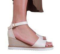 Where's That From Womens/Ladies Dusk Buckle PU Ankle Strap Wide Wedge WM237