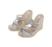 Where's That From Womens/Ladies Ohio Diamante Faux Leather / 8 UK Wide Silver WM