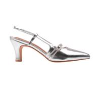 Where's That From Womens/Ladies On Point Patent Leather Slin4 UK Wide Silver WM