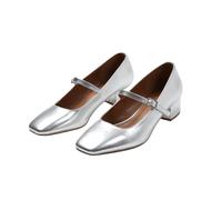 Where's That From Womens/Ladies Oslo Square Toe Wide Low Blo6 UK Wide Silver WM