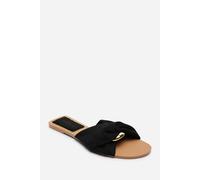 Where's That From Women's Lavina Knot Detail Suede Slide On Sandal in Black | Size: 4 Where's That From Black 4