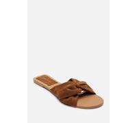 Where's That From Women's Lavina Knot Detail Suede Slide On Sandal in Brown | Size: 7 Where's That From Brown 7
