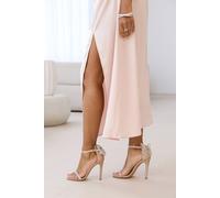 'Lia' Barely There High Heel With Diamante Bow Detail Where's That From Beige 7