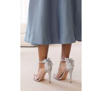 'Lia' Barely There High Heel With Diamante Bow Detail Where's That From Silver 8