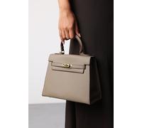 Where's That From Women's 'Lluvia' Top Handle Satchel Mini Tote Bag with Turn-Lock Closure in Taupe Where's That From Taupe