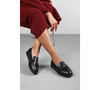 Where's That From Kennedy Extra Wide Fit Tasseled Loafers in Black Faux Leather - 5EE - BLACK