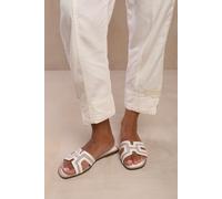 Where's That From Women's 'Maldives' Cut Out Strap Flat Sandals in White | Size: 4 Where's That From White 4
