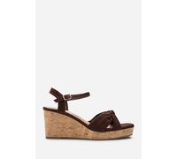 Where's That From Mystique Platform Knot Detail Suede Wedge In Dark Brown Dark Brown
