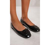 Wheres That From Andorra Wide Fit Flat Ballerina Pump In Black Pate 4 Black