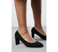 Where's That From Women's 'Nolan' Suede Mid Block Heel Court Shoe With Rounded Toe in Black | Size: 5 Where's That From Black 5