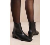 'Odetta' Low Block Heel Ankle Boot With Side Zip Where's That From True Black 7