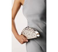 Where's That From Women's 'Olive' Sculpted Metal Half-Moon Clutch Bag in Silver Where's That From Silver One Size