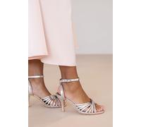 Where's That From Women's 'Raelynn' Multi Cross Over Strap Mid Heels in Silver | Size: 3 Where's That From Silver 3