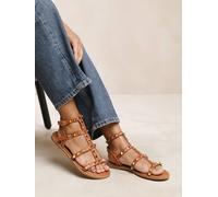 Where's That From Women's 'Sashi' Studded Gladiator Flat Sandals in Tan | Size: 3