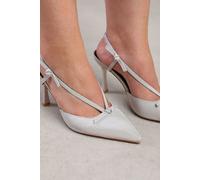 Where's That From Women's 'Vera' Wide Fit High Heel With Pointed Toe & Strap Detail in Silver | Size: 5E Where's That From Silver 5E
