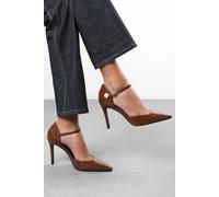 Where's That From Women's 'Winnie' Pointed Toe Stilleto Court Heeled Shoe with Buckle Strap in Brown | Size: 9 Where's That From Brown 9