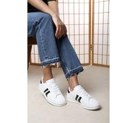 Where's That From Women's Yamileth Stripe Panel Detailed Trainer in White | Size: 8 Where's That From White 8