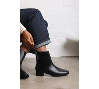 Where's That From 'xanthe' Faux Suede Square Toe Ankle Boots With Low Block Heel In Black Black