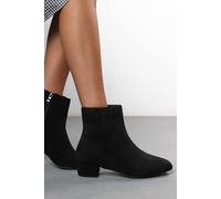 Where's That From 'xanthe' Faux Suede Square Toe Ankle Boots With Low Block Heel In True Black True Black 5