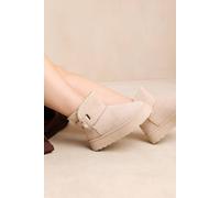 Where's That From 'zyla' Flatform Fur Lining Ankle Boot With Velcro Fastening In Cream Cream 7