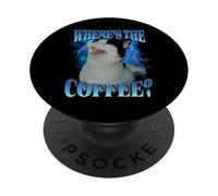 Where's The Coffee Cat Funny Bootleg Hip Hop Style Art PopSockets Adhesive PopGrip