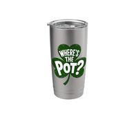 Wheres The Pot Shamrock St Patricks Day Lucky Clover Leaf Stainless Steel Insulated Tumbler