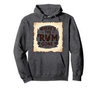 Where's The Rum Gone: Tropical Beach Party Pullover Hoodie, Adult Unisex, Dark Heather Grey, L