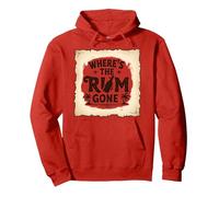 Where's The Rum Gone: Tropical Beach Party Pullover Hoodie, Adult Unisex, Red, XXL