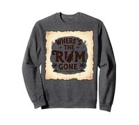 Where's The Rum Gone: Tropical Beach Party Sweatshirt, Adult Unisex, Dark Heather Grey, S