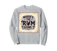 Where's The Rum Gone: Tropical Beach Party Sweatshirt, Adult Unisex, Heather Grey, L