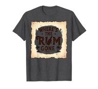 Where's The Rum Gone: Tropical Beach Party T-Shirt, Men, Dark Heather Grey, L