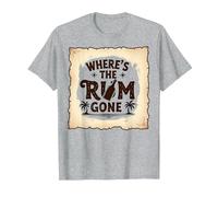 Where's The Rum Gone: Tropical Beach Party T-Shirt, Men, Heather Grey, 3XL