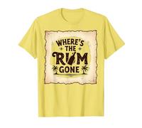 Where's The Rum Gone: Tropical Beach Party T-Shirt, Men, Lemon, XL