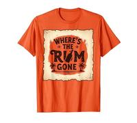 Where's the Rum Gone: Tropical Beach Party T-Shirt, Men, Orange, Small