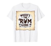Where's The Rum Gone: Tropical Beach Party T-Shirt, Men, White, 3XL