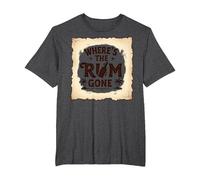 Where's The Rum Gone: Tropical Beach Party T-Shirt, Men's Big and Tall, Dark Heather Grey, 5X Tall