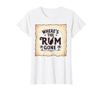Where's The Rum Gone: Tropical Beach Party T-Shirt, Women, White, XS